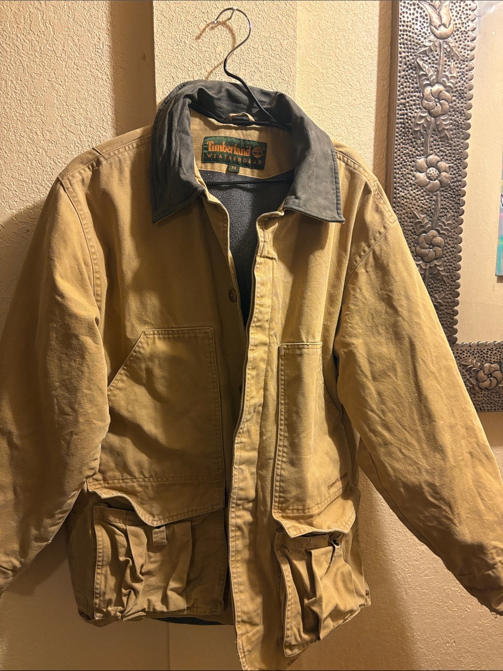 Timberland Weathergear Tan Canvas Field Jacket with Dark Collar